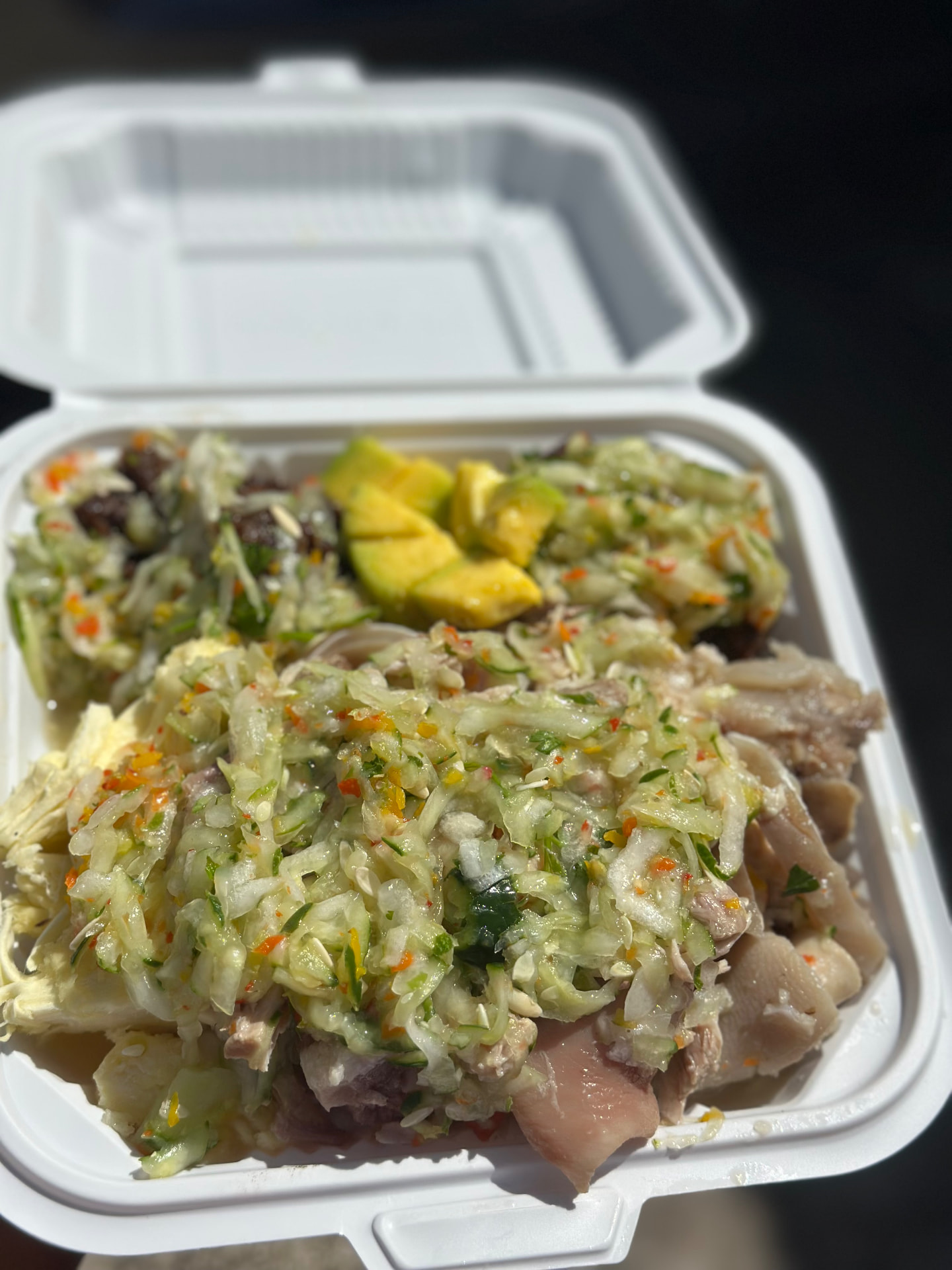 SweetRhe’s Bajan souse with fresh pickle, pudding and breadfruit