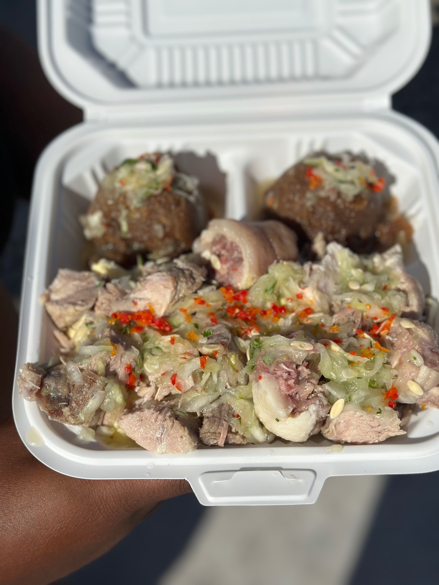 Bajan souse with pigtails and fresh pickle